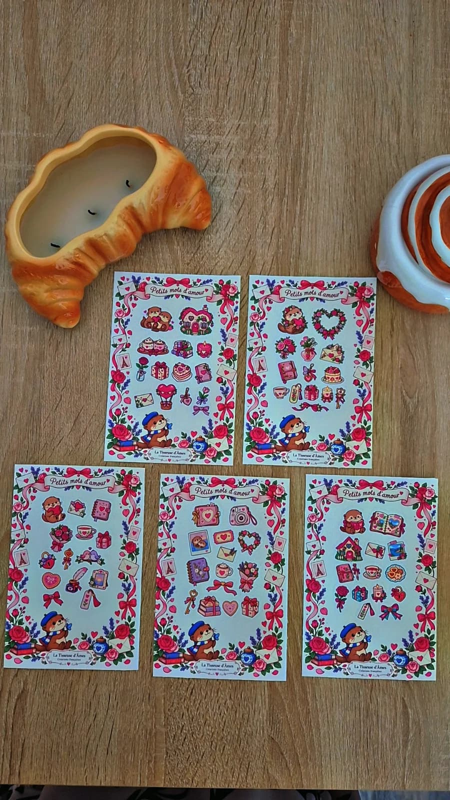 Planches stickers petits mots d'amour